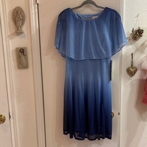 Elegant Blue Chiffon Dress